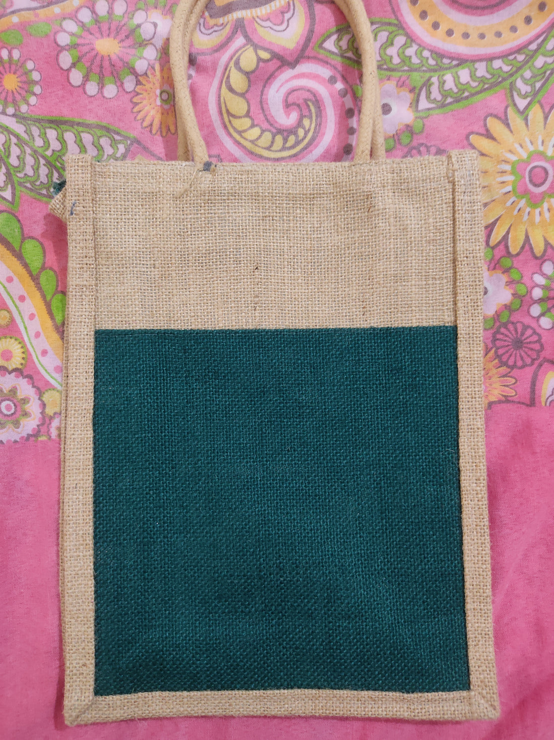 Royal Fabric Bags Jute Kalamkari Design Grocery Handbag For Multipurpose Use