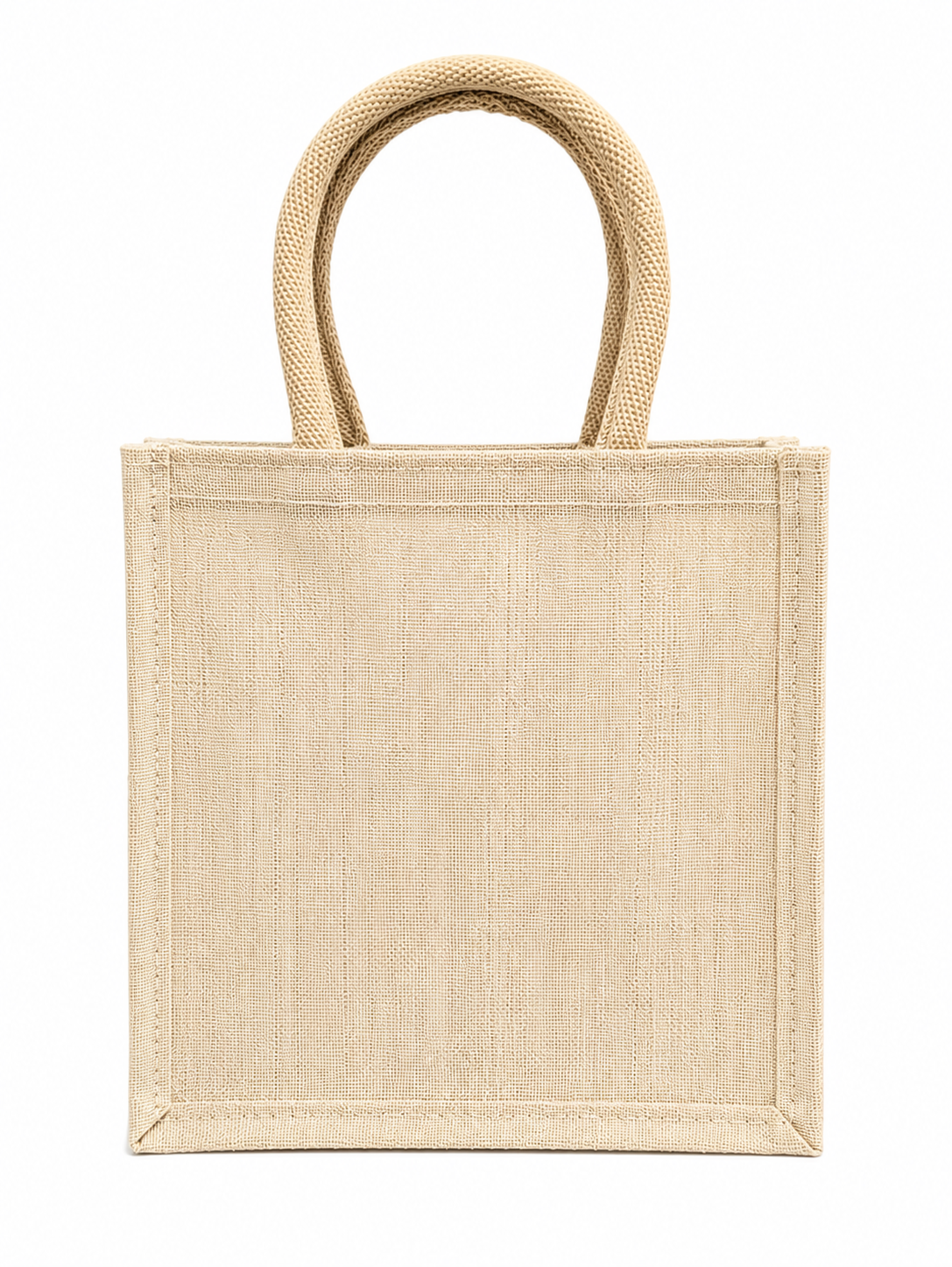 Handmakers Jute Gift Bag 8x8x5 Inch with Ganesh Print | Eco-Friendly Tote Bag for Return Gifts, Wedding & Festive Gifting pack of 1