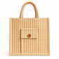 Natural Jute Tote Bag with Front Pocket & Wooden Button | Eco-Friendly Reusable Shopping & Gift Bag