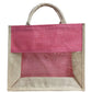 Pink White Jute Bags