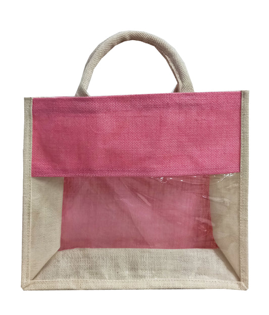 Pink White Jute Bags