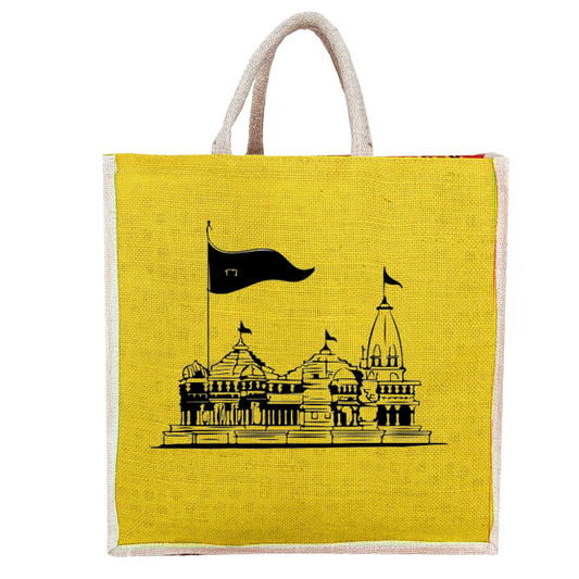 Handmakers Jute Bags for Return Gifts: A Sustainable and Stylish Option Ram mandir print pack of 10