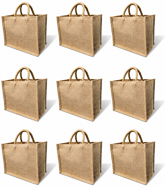 Handmakers Diwali Return Gift Jute Bags 8X10 Inch Pack of 9