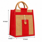Natural Jute Cloth Handbag With Red and Beige ( Set of 2)