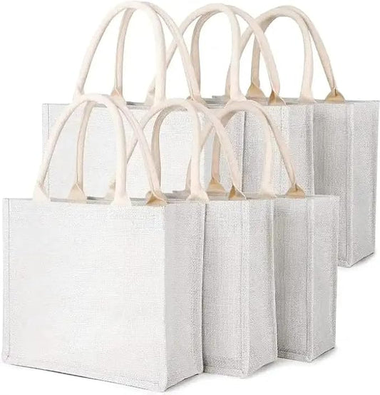 Handmakers Customize White Jute Bag 12x15x5 Inch
