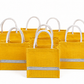 Handmakers Yellow Jute Gift Bags with Silver Lace – Eco-Friendly Reusable Tote for Return Gifts, Shopping & Daily Use – Pack of 10