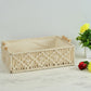 Handmakers Macramé Cotton Tray Basket with Side Handles – Rectangular Off-White Storage & Gift Hamper Basket (10 x 14.5 x 4.3 Inch) | Handmade Organizer for Shelf, Fruits, Gifting & Home Décor