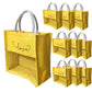 Handmakers Natural Yellow Transparent Jute Bags with Love Print Pack of 50 (12x12x5 inch )