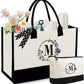 Canvas Tote Bag with Makeup Bag - Perfect Gift for Bridesmaids, Birthdays, and More