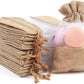 12 Pack Burlap Drawstring Gift Bags with Organza Window - Perfect for Wedding, Baby Shower, and Party Favors (5x7 Inches)