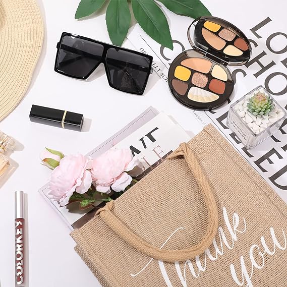 Express Gratitude with Style: 10 Pcs Thank You Gift Bags Jute Tote Bag