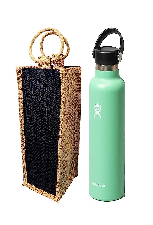 black jute water bottle bag