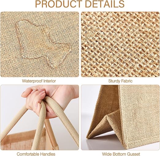 Handmakers Reusable Shopping Thank You Jute Return Gift Bags Pack of  10 (12x15x5 inch)