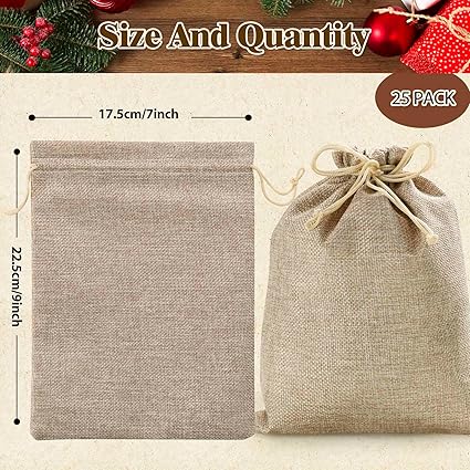 Handmakers Jute Potli Bags for Birthday Celebration , Return Gift Potlis Pack of 12 (7x9 Inch )