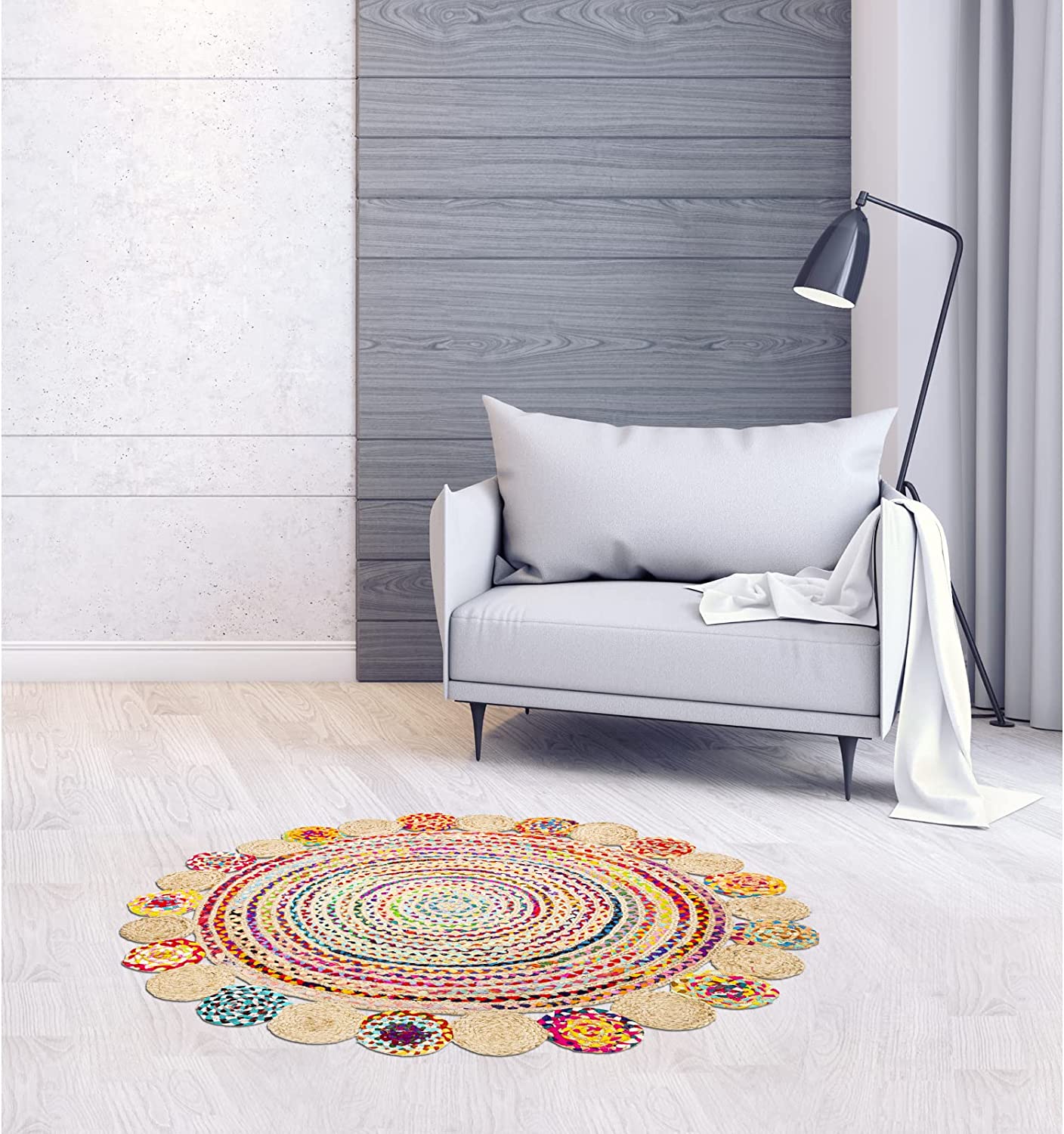 mutlicolored jute rug