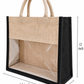 Handmakers Customize Logo Transparent Black Jute Bag 14x12x5 Inch