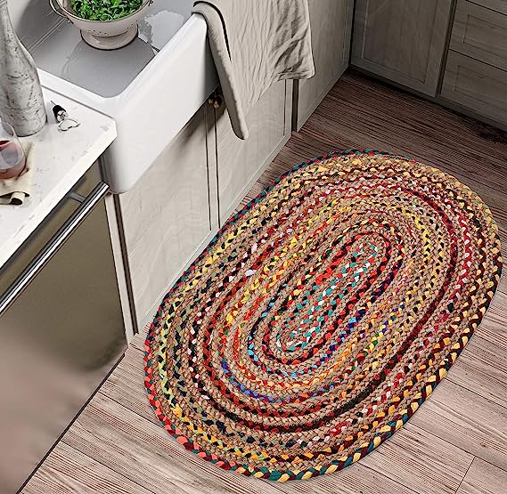 Jute Burlap Cotton Multi Rug, 2x3 ft