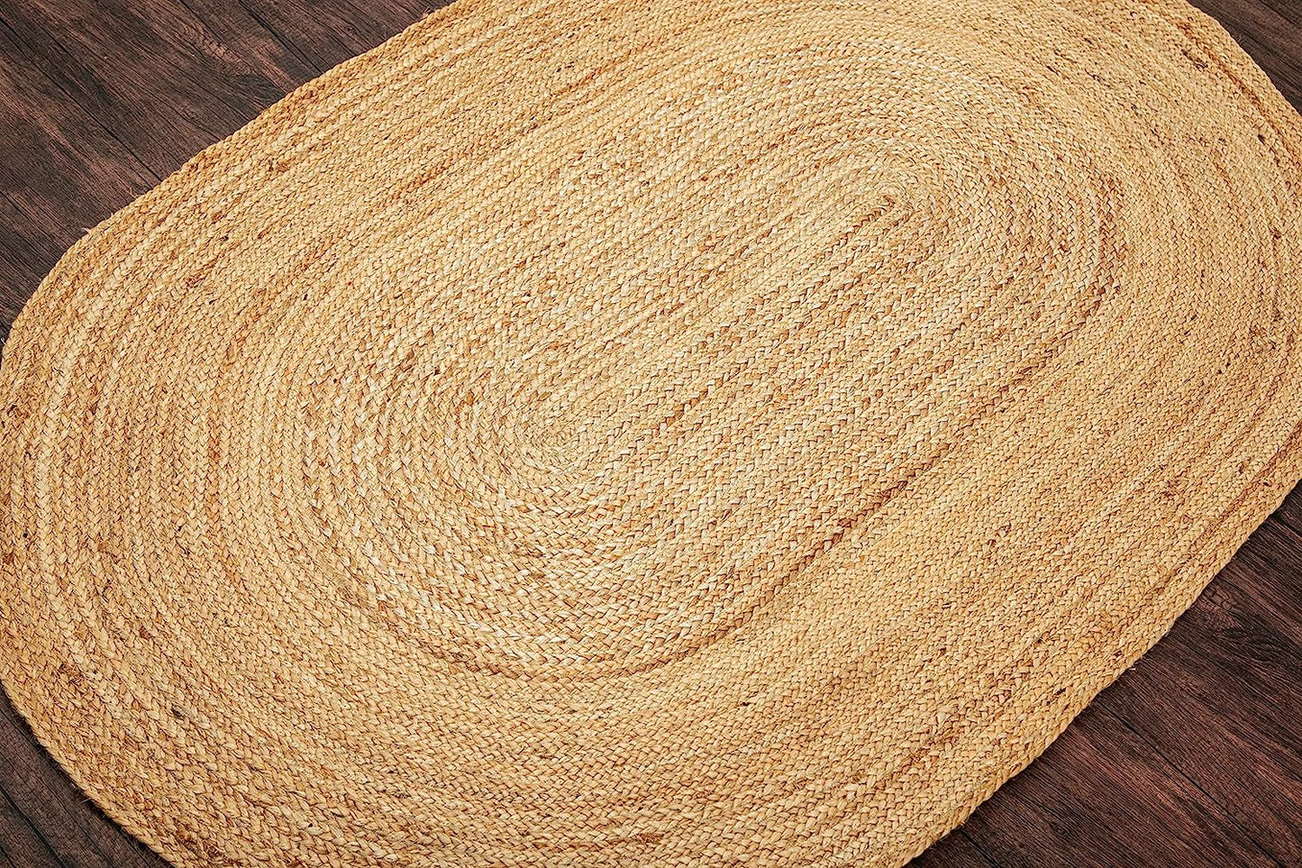 Handmakers Natural Oval Shape Jute Runner Rug for Living Room 2X3 Feet