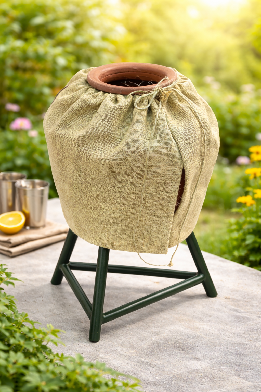 Handmakers Natural Jute Desi Matka Cover with Beige Color Pack of 2