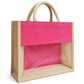 Handmakers Customize Transparent Jute Bags Pink & White 14x12x5 Inch