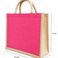 Handmakers Customize Transparent Jute Bags Pink & White 14x12x5 Inch