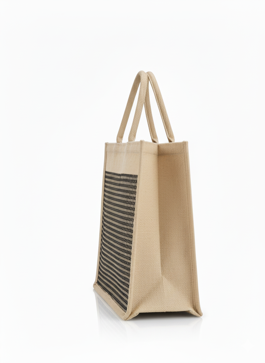 Large 16"x16" Jute Shopping Bag with Zipper & Base – Eco-Friendly Grocery Tote for Men & Women