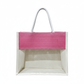 Handmakers Jute Transparent Gift Bag Pink and White, Set of 10, Return Jute Bags 12 * 10 * 5 inch