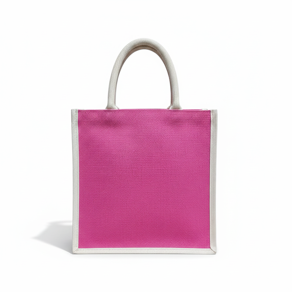 Handmakers  Natural Pink Jute Bags  Pack of  50  (14x12x5 inch)