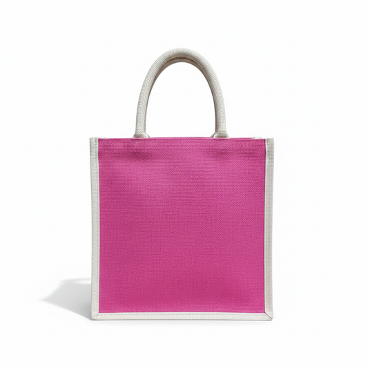 Handmakers  Natural Pink Jute Bags  Pack of  50  (14x12x5 inch)