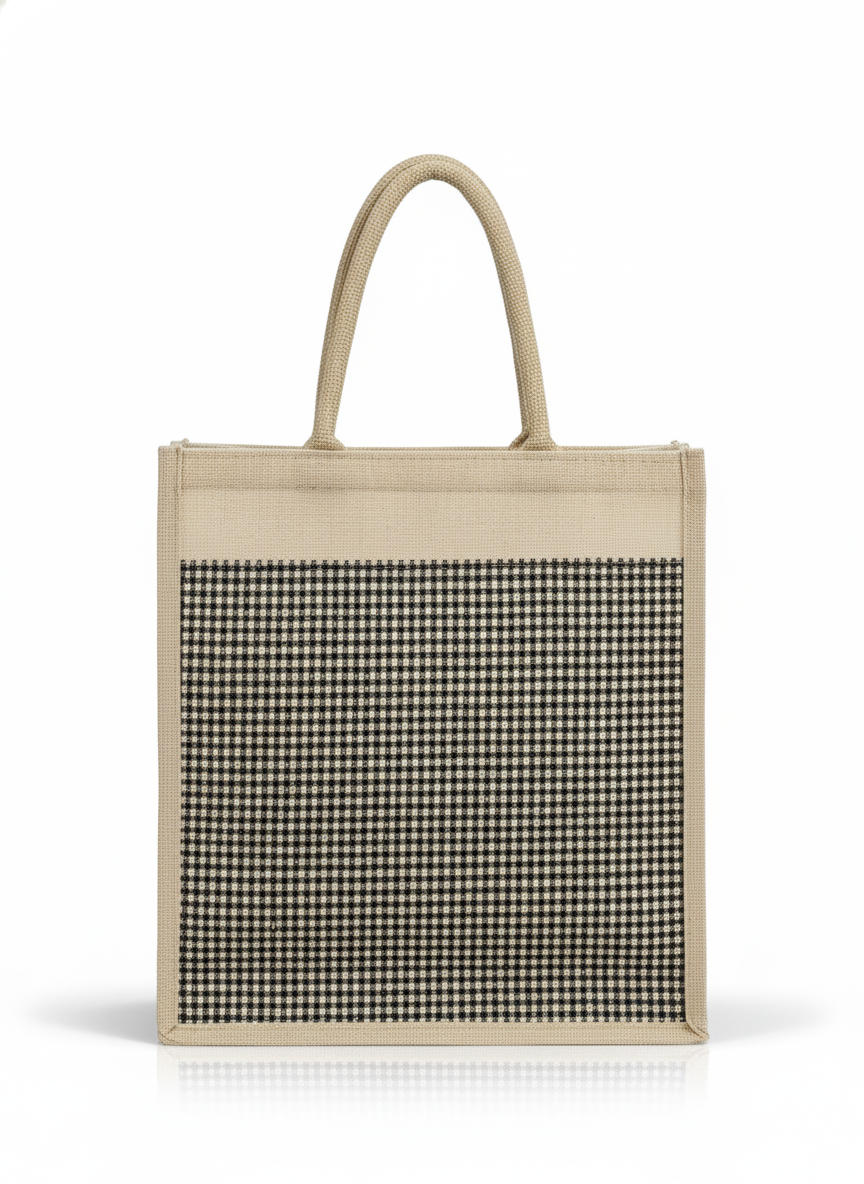 Large 16"x16" Jute Shopping Bag with Zipper & Base – Eco-Friendly Grocery Tote for Men & Women