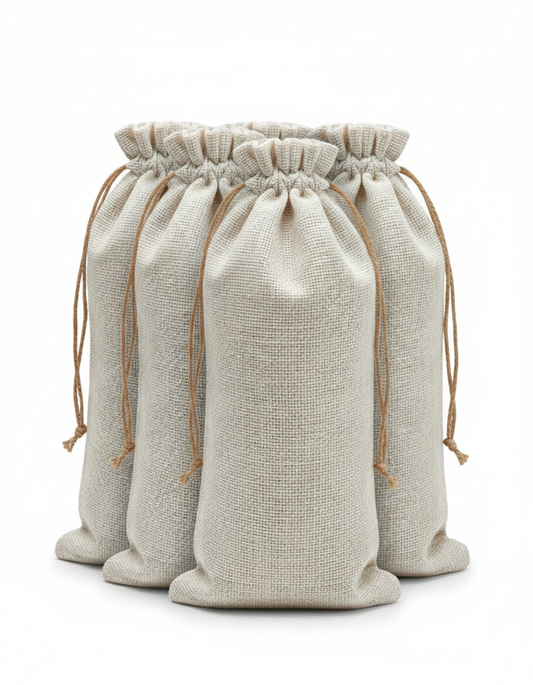 Handmakers Natural Jute Wine Bottle Bag with White Color