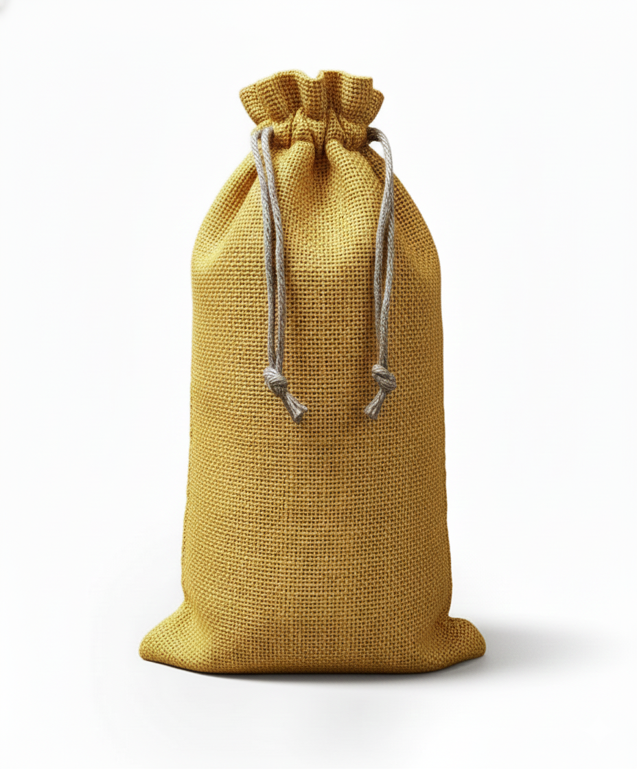Handmakers Natural Jute Wine Carrier  Gift Bag with Yellow Color