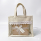 Handmakers Natural White Transparent Jute Bag with Less 12x10x5 inch ( pack of 50)