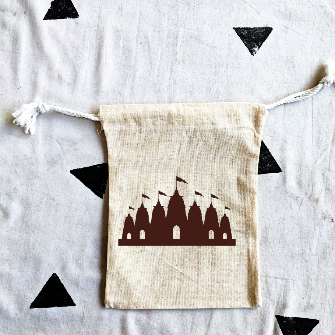 Handmakers Temple Printed Cotton Potli Bag
