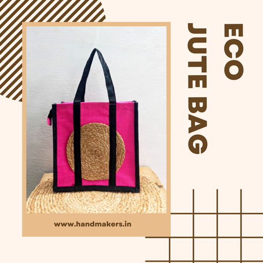 pink jute handbags