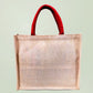 Handmakers Natural Beige Red Women's Handmade Juco Handbags