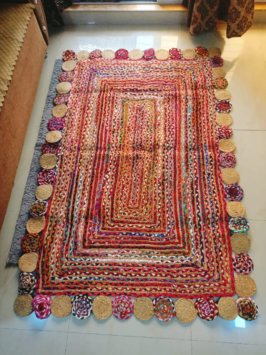 Multicolor Jute Carpet 4x6 Feet