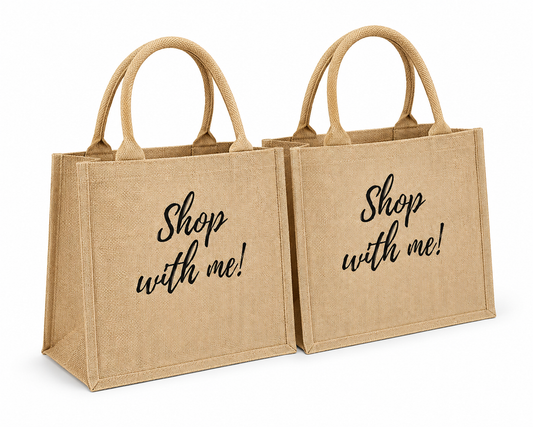 Natural Jute Cloth Handbag With Shop With Me (Set of 2)