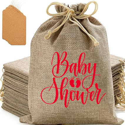 Handmakers Jute Potli Bags for Baby Shower Pack of 12 (7x*9 Inch )
