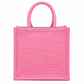 Handmakers Pink Jute Tote Bag with Handles | Reusable Eco-Friendly Shopping & Gift Bag | Jute Bag for Wedding, Return Gifts, Festivals & Daily Use