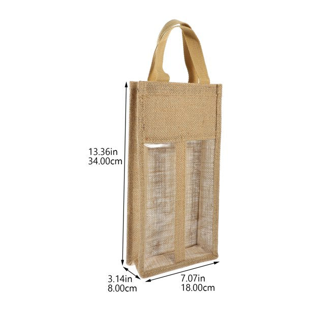 Handmakers Durable Versatile Stylish 2 Bottles Jute Wine Bottle Cover Bag | Party Gift Bags (2)