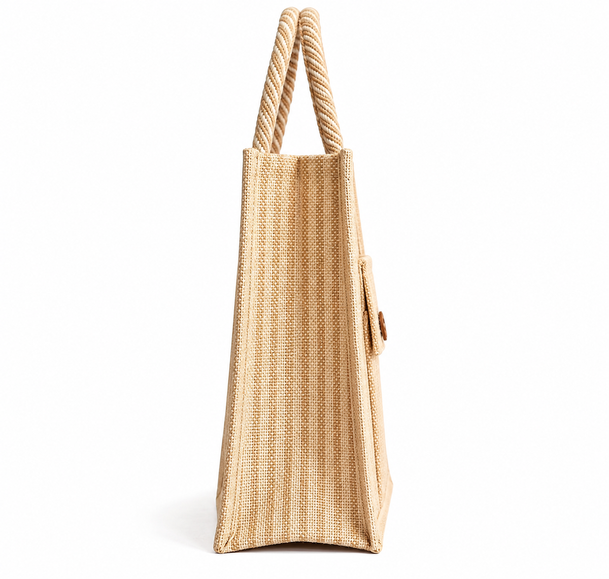 Natural Jute Tote Bag with Front Pocket & Wooden Button | Eco-Friendly Reusable Shopping & Gift Bag