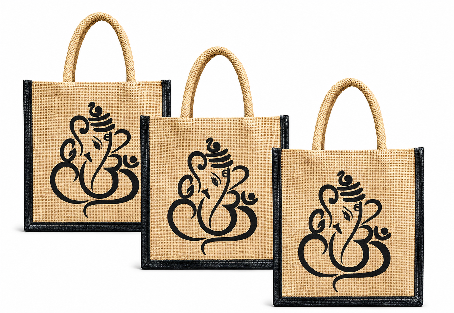 Handmakers Diwali Return Gift Ganesh Jute Bags 8X5X8 Inch