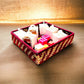 Handmakers Handcrafted Square Gift Hamper Basket – Maroon & Gold | Premium Decorative Gift Tray Basket for Festive Hampers, Weddings, Corporate Gifts & Home Décor
