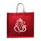 Handmakers Red Jute Bag with White Ganesh Best for Return Gift Bags