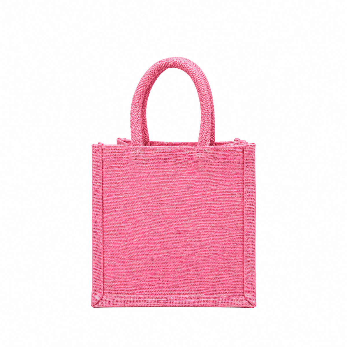 Handmakers Pink Jute Tote Bag with Handles | Reusable Eco-Friendly Shopping & Gift Bag | Jute Bag for Wedding, Return Gifts, Festivals & Daily Use
