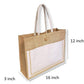 Handmakers Jute Bag with Canvas Pocket & Wooden Button | Reusable Burlap Tote for Grocery, Gifts & Beach | Eco-Friendly Shopping Bag for Women