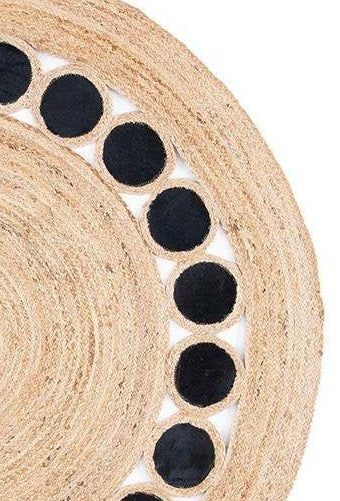 Natural Jute Rugs With Jeans Cotton & Jute With Cutting Strips