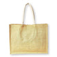 Handmakers Jute Bag with Canvas Pocket & Wooden Button | Reusable Burlap Tote for Grocery, Gifts & Beach | Eco-Friendly Shopping Bag for Women
