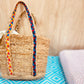 White Jute braided Handbags -  With Flower Design Handmade Jute Bag